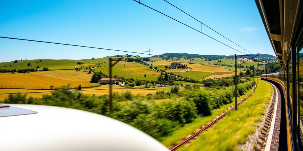 Train rapide traversant la campagne italienne.